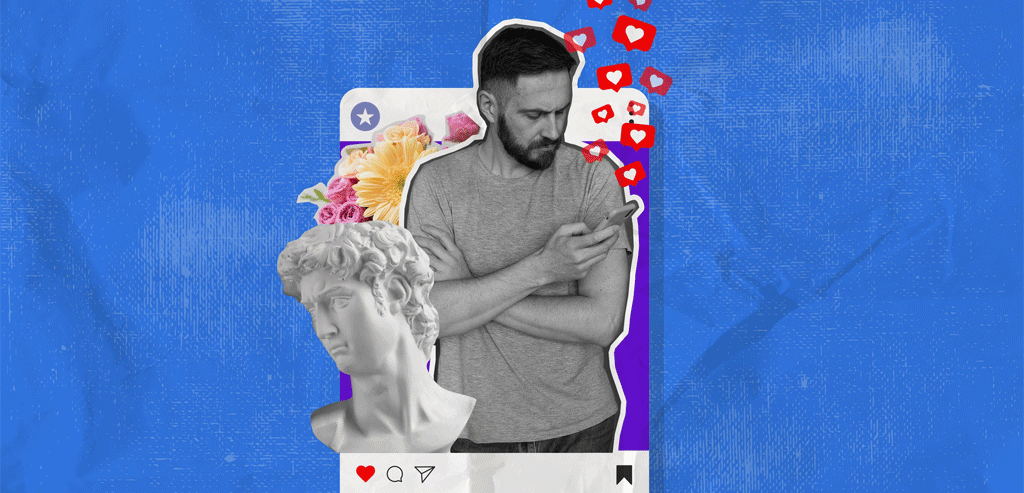 تصویر گرافیکی مرد و شبکه های اجتماعی