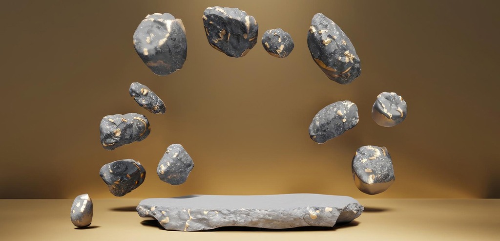 تصویر سنگ با پسزمینه طلایی